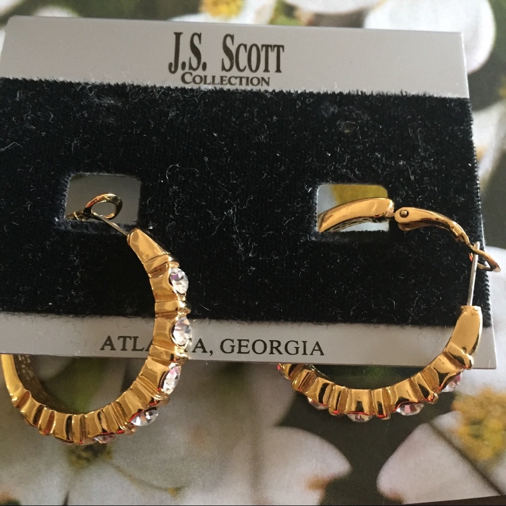 JS Scott Large Rhinestone Hoop Earrings - Picture 2 of 6